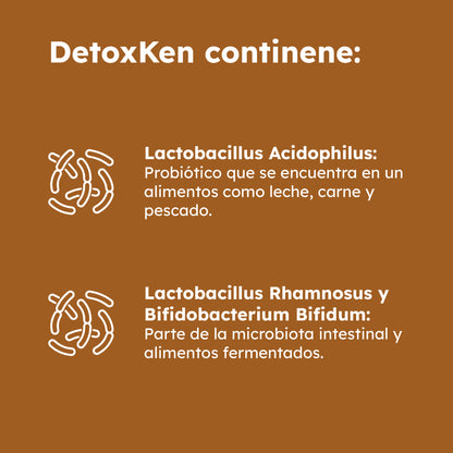 DETOXKEN Kenkoi: Probioticos y Carbon Activado para Salud Digestiva y Balance Intestinal