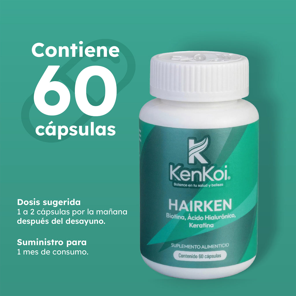 HAIRKEN: Suplemento Capilar con Biotina, Queratina y Ácido Hialurónico