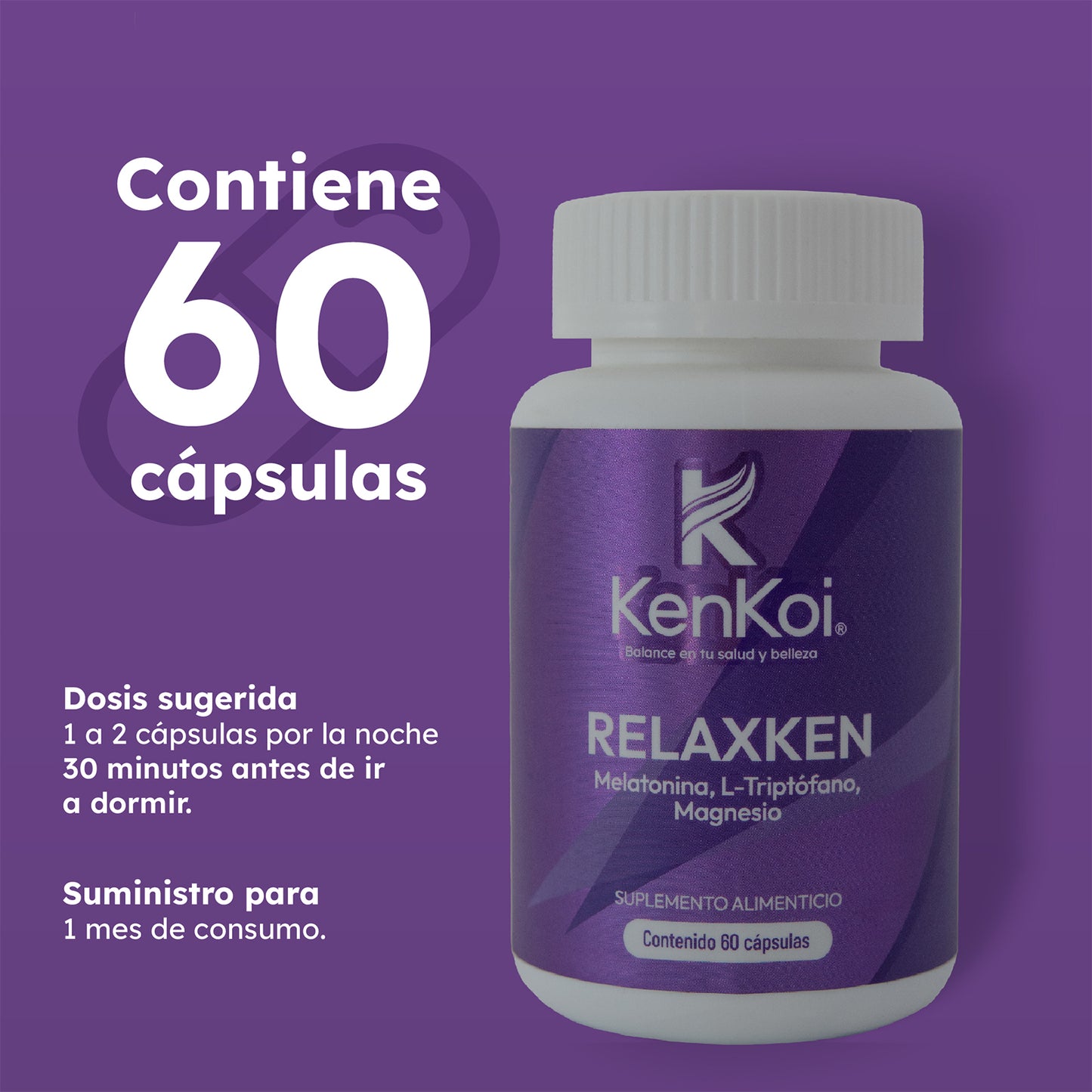 Suplemento para Relajación y Sueño Profundo con Magnesio, Melatonina y Valeriana - RELAXKEN