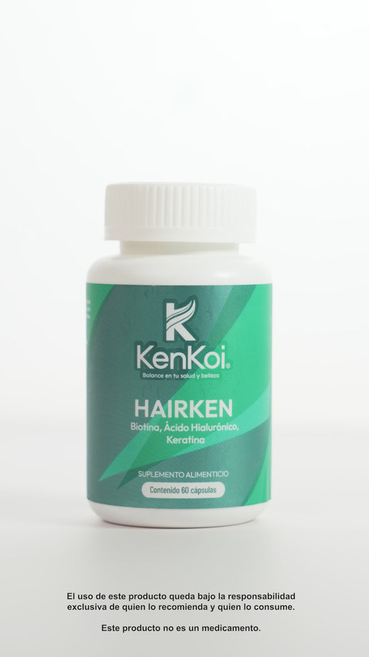 HAIRKEN Suplemento para Cabello Fuerte y Sano con Biotina, Queratina y Ácido Hialurónico